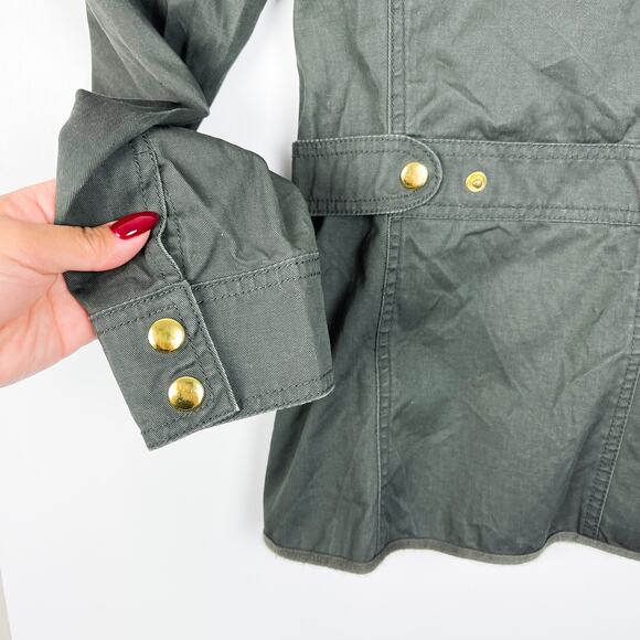 J.Crew Factory XS Resin Coated Twill Utility Jacket Cotton Green - Picture 7 of 11